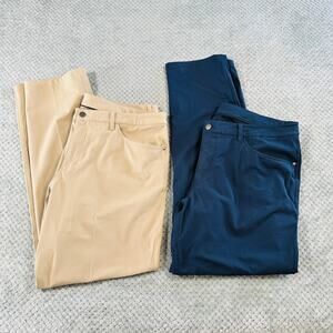 2 LULULEMON ABC Mens Straight Leg Dress Pants Khaki & Navy 38x32
